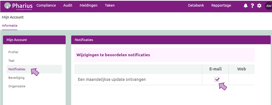 Notificaties instellen